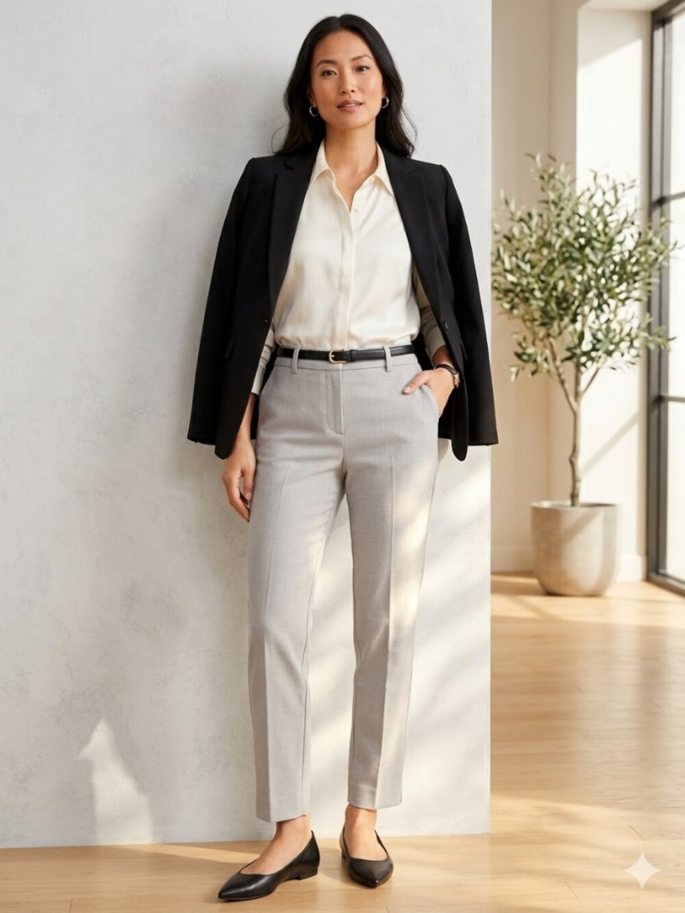 Talbots Hampshire Ankle Pants Petites 4P Light Grey Heather Academia Career